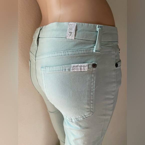NWT Women's 7 For All Mankind. The Mid Rise Skinny Contour Sateen Light Blue - Picture 5 of 10